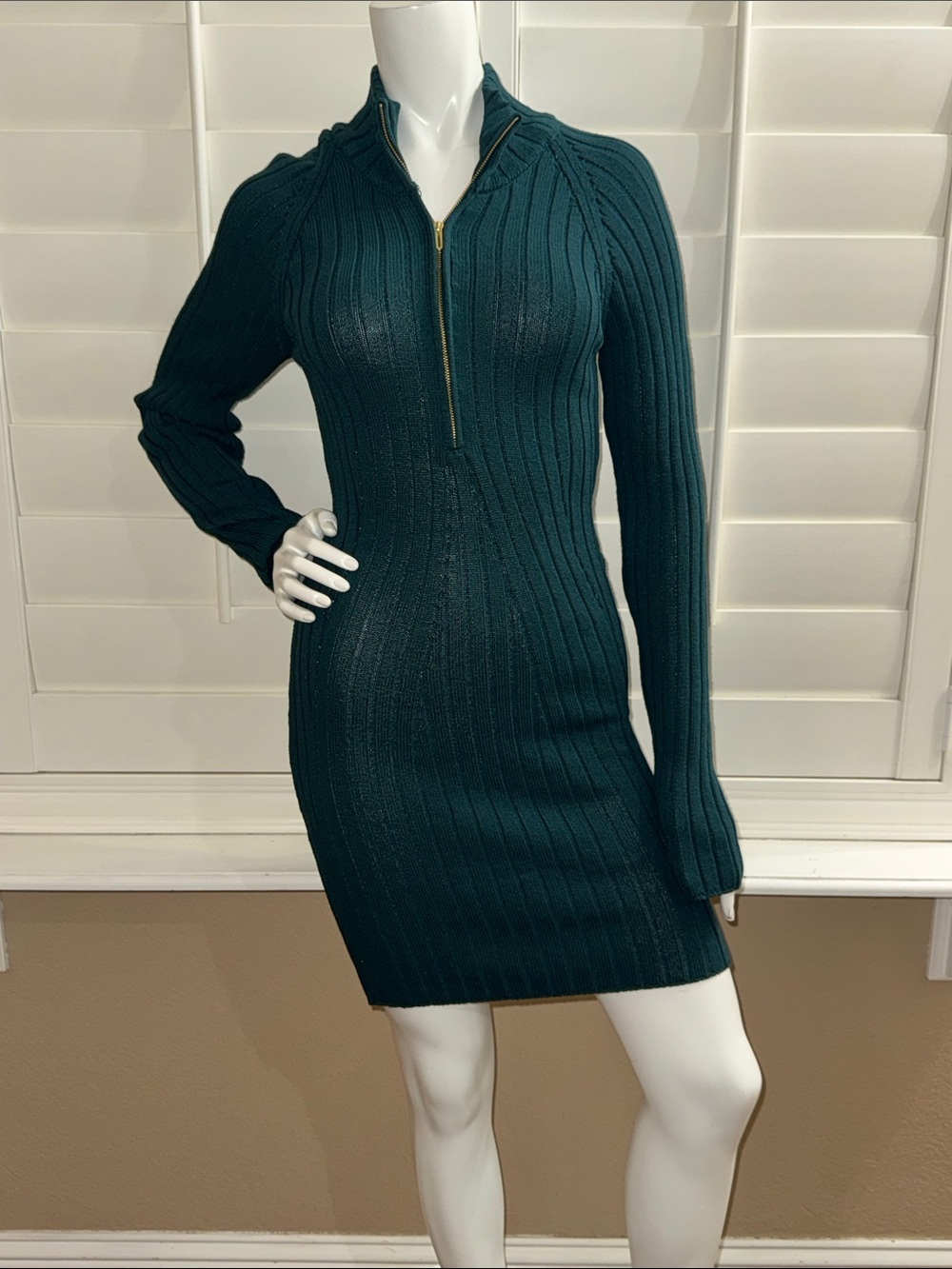 Pilcro Quarter-Zip Sweater Dress Blue